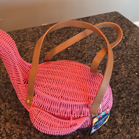 Whimsical pink flamingo bag or basket NWT RARE - Picture 12 of 17